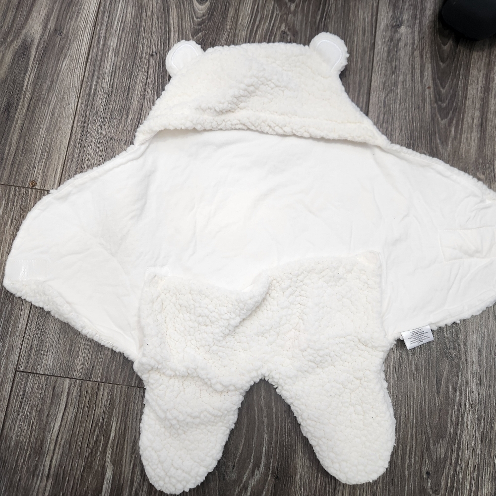 Jam Naturals Bear Warm Swaddle White Cozy Sherpa Size 0-3m